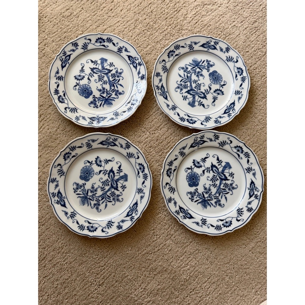 Vintage Blue Danube Blue Onion Pattern Set Of 4 Salad Plates 8.5" W Made Japan
